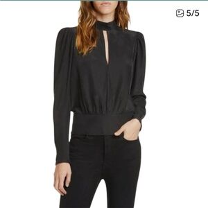 Frame Denim Women's Black Silk Luxe Top